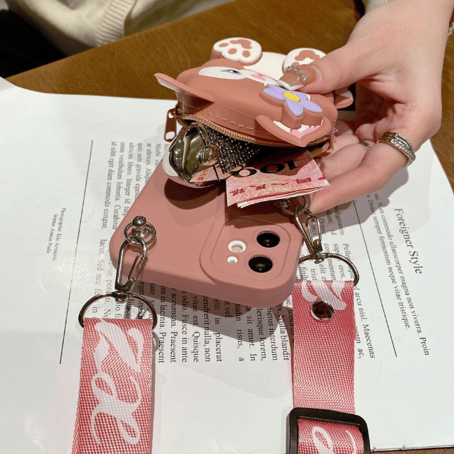 Valentine - 3D Fox Cartoon Crossbody Wallet iPhone Case-iPhone 13