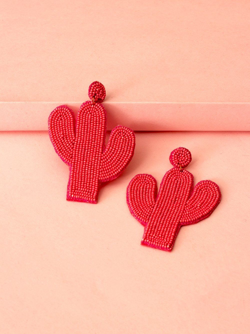 Cactus Earrings-DARK PINK