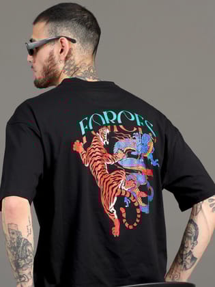 Men FORCES Printed Oversized T-Shirt-S / Black