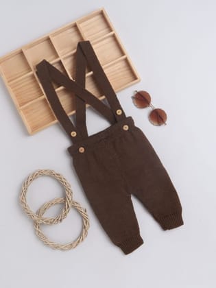 Dungaree Brown Color For Baby boy and Baby girl-0-3 M / Brown / Baby Wool - Pilbloc Acrylic Yarn