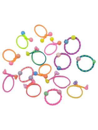 Set of 16 Colorful Elastic Hair Ties for Girls  Beaded Ha