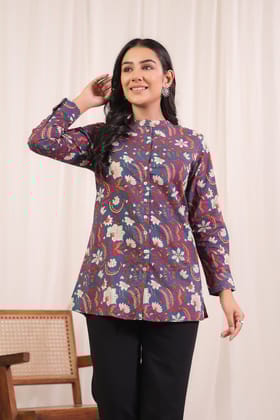 Ulfat Sitara Raat Blue Printed Top-S / Blue / Blue