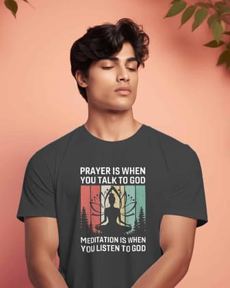 "Prayer and Meditation: Yoga Day Theme" T-Shirt Men's Cotton  T-Shirt-S / Black