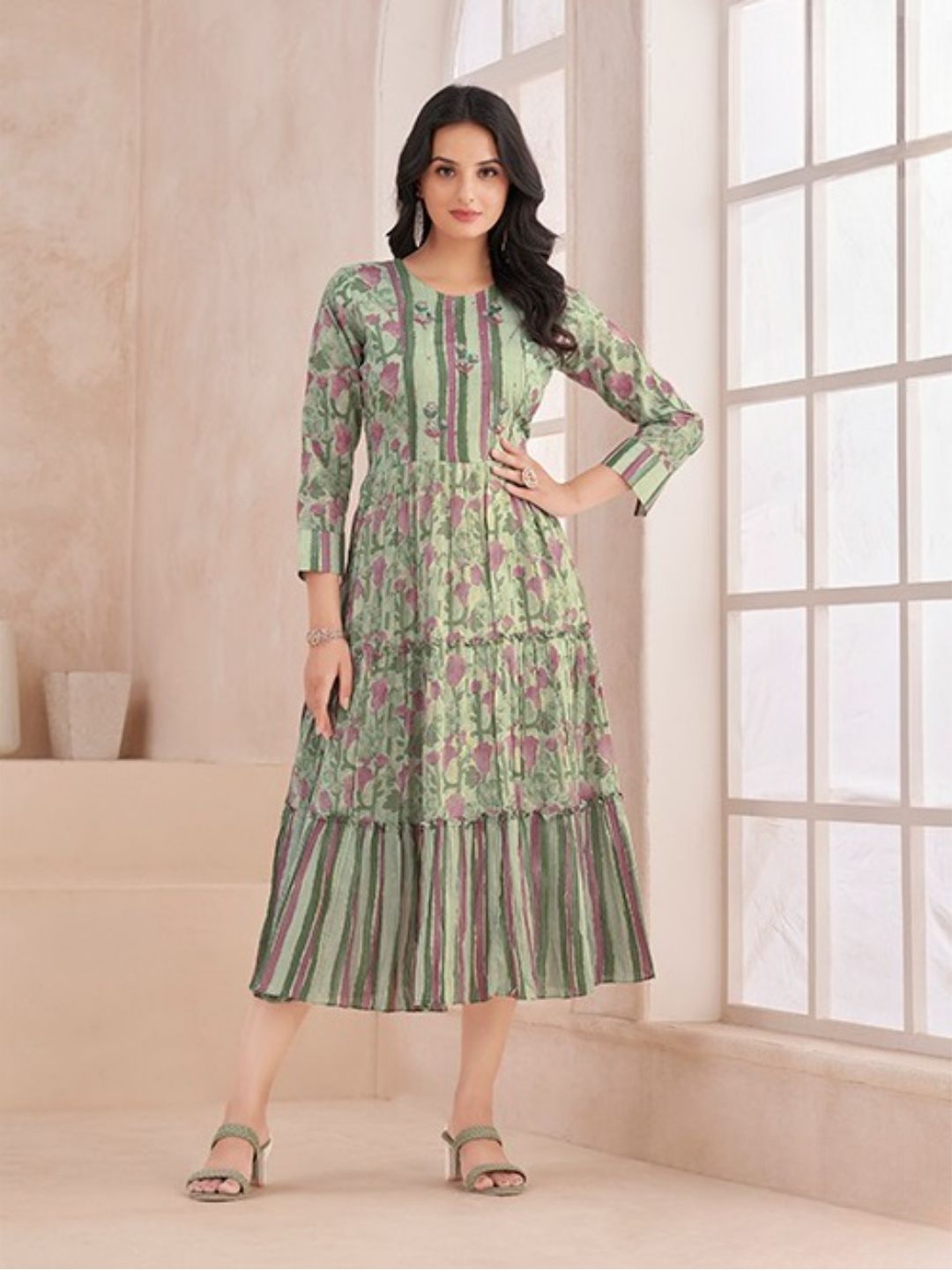 Mint Green Mul Cotton Dress-36
