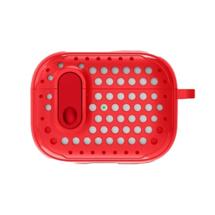 Valente Durable Polycarbonate AirPods Pro 2 Case Cover with Secure Lock-Red