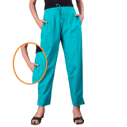 SENORITA Stylish and Comfortable Pure Cotton Pants- Sea green - M