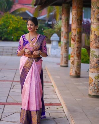 Ethinic Pocket Soft Silk Jacquard Zari Weaving Saree