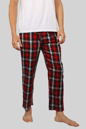 Deep Red soft and super comfortable checkered pajamas for men-M / Deep red