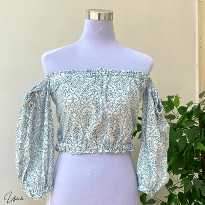 Off White Block Print Top-XS