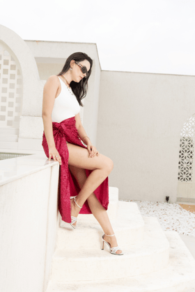 Pink Sequin Wave Skirt-XXS