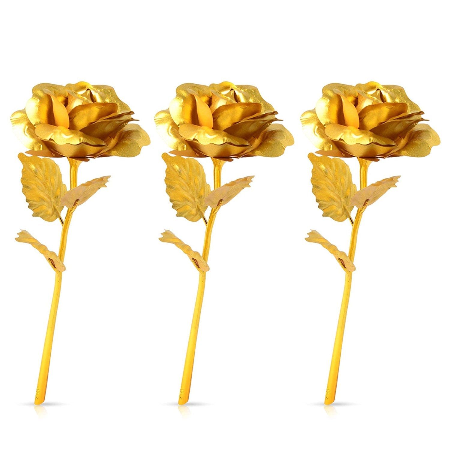 Golden Roses for Decorative Use: Ideal for Household, Offices, Cafés - Pack of 3