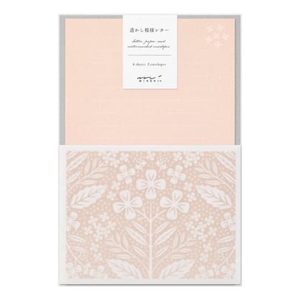 Midori Letter Set 499 Watermark - Flower Pink