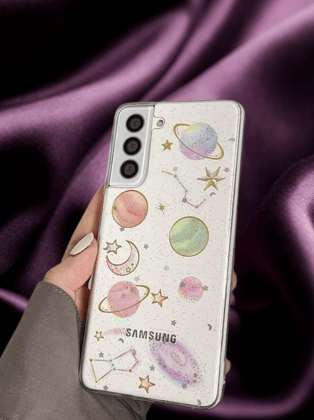 Cute Stars Transparent Case-Samsung Galaxy S21