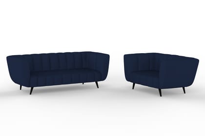 Wakeup India Sofa | Mushy Premium Fabric Sofa Set | 5 Seater Sofa | Pocket Spring Cushion | Padded Cushioned Armrest | Polished Wooden Leg ( Berry Blue, Seating-3+2 ) | 1 Year warranty