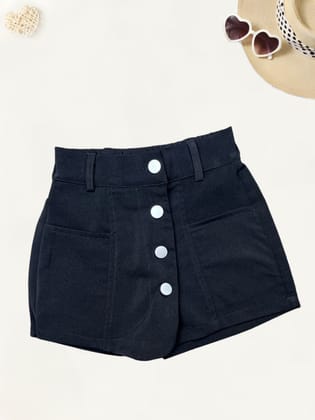 Girls Imported Black Skorts [GS-915] [5-13Years]-5-6Y (Size - 26) / Black / Imported