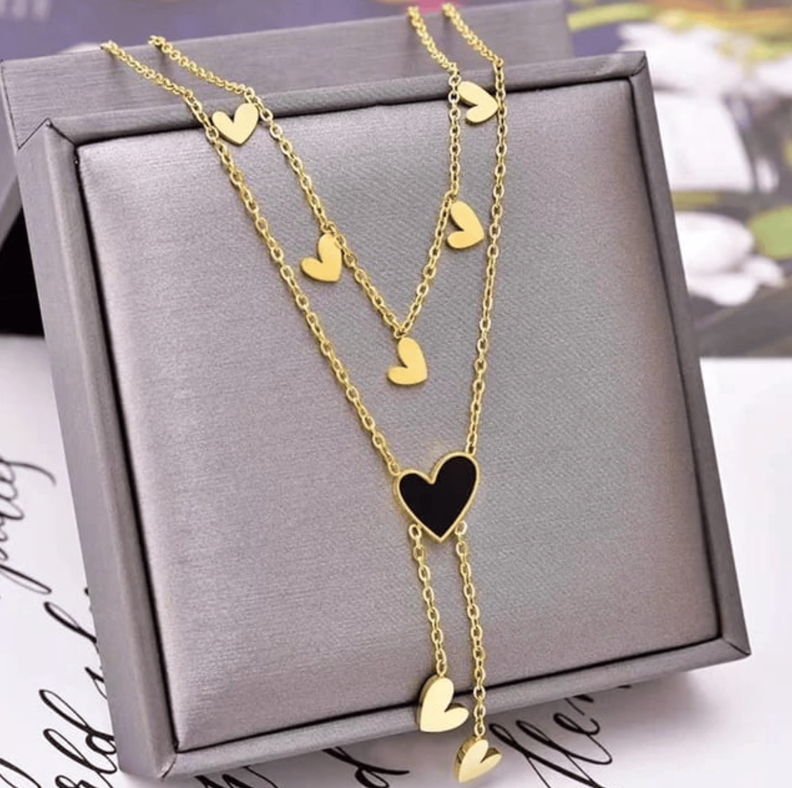 Dual Layer Anti Tarnish Heart Necklace