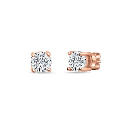Glimmering Lady Sterling Silver Rose-Gold Studs for Women - Medium