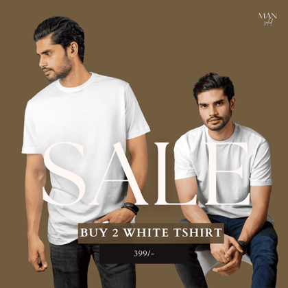 Pack of 2 White T-Shirts for Men – Premium Solid Tees for Casual & Sports Wear-XL
