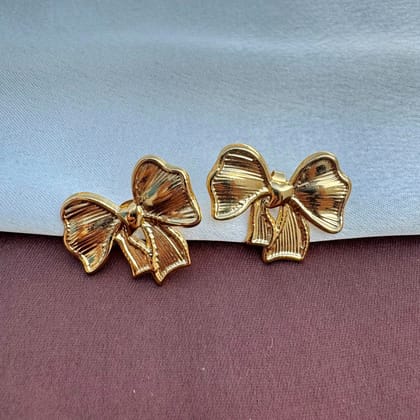 TFC Belle Bow Gold Plated Stud Earrings