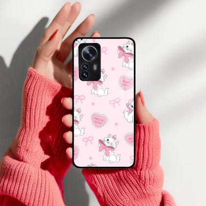 Cute Kitty Bliss Glass Case Cover For Redmi/Xiaomi-Xiaomi 12 Pro 5G