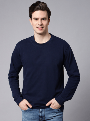 Dark Blue Basic Sweatshirt-S / Green