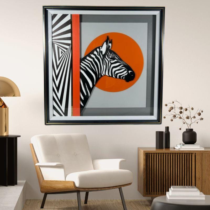 ZEBRA WALL ART WITH FRAME - HAND MADE