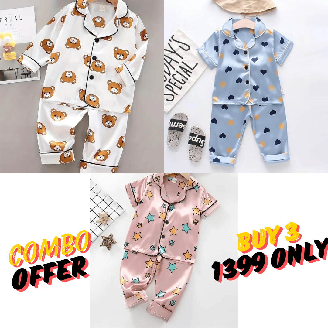 3 NIGHT SUITS COMBO FOR BOYS AND GIRLS (PrintedD) (-1-2 YEARS