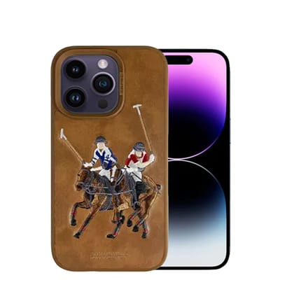 iPhone 14 Pro Max Cover - Santa Barbara Genuine Leather Case Jockey Series-Brown