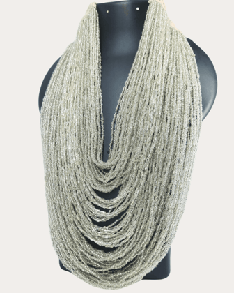 Trib Tri Colour Shiny Long Layered Glass Beads  Necklace