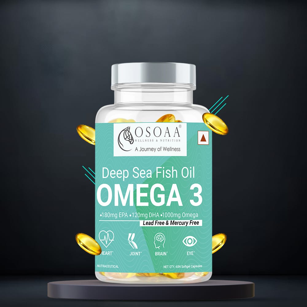 OSOAA Deep sea Fish Oil Omega 3-1000mg, 60 Capsules | 180mg EPA & 4120mg DHA | Improves Memory, Vision, Heart, Joints & Brain Health