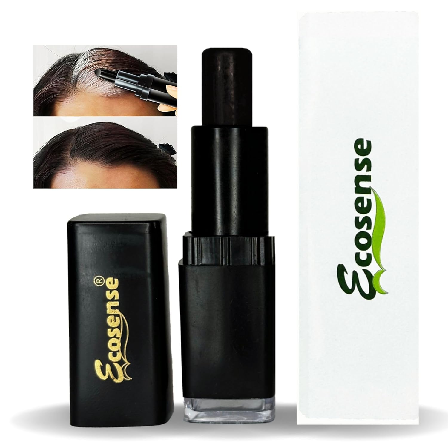 Ecosense Temporary Hair Colour Touch Up Stick for Men & Women| 4g Quick Root , BLACK
