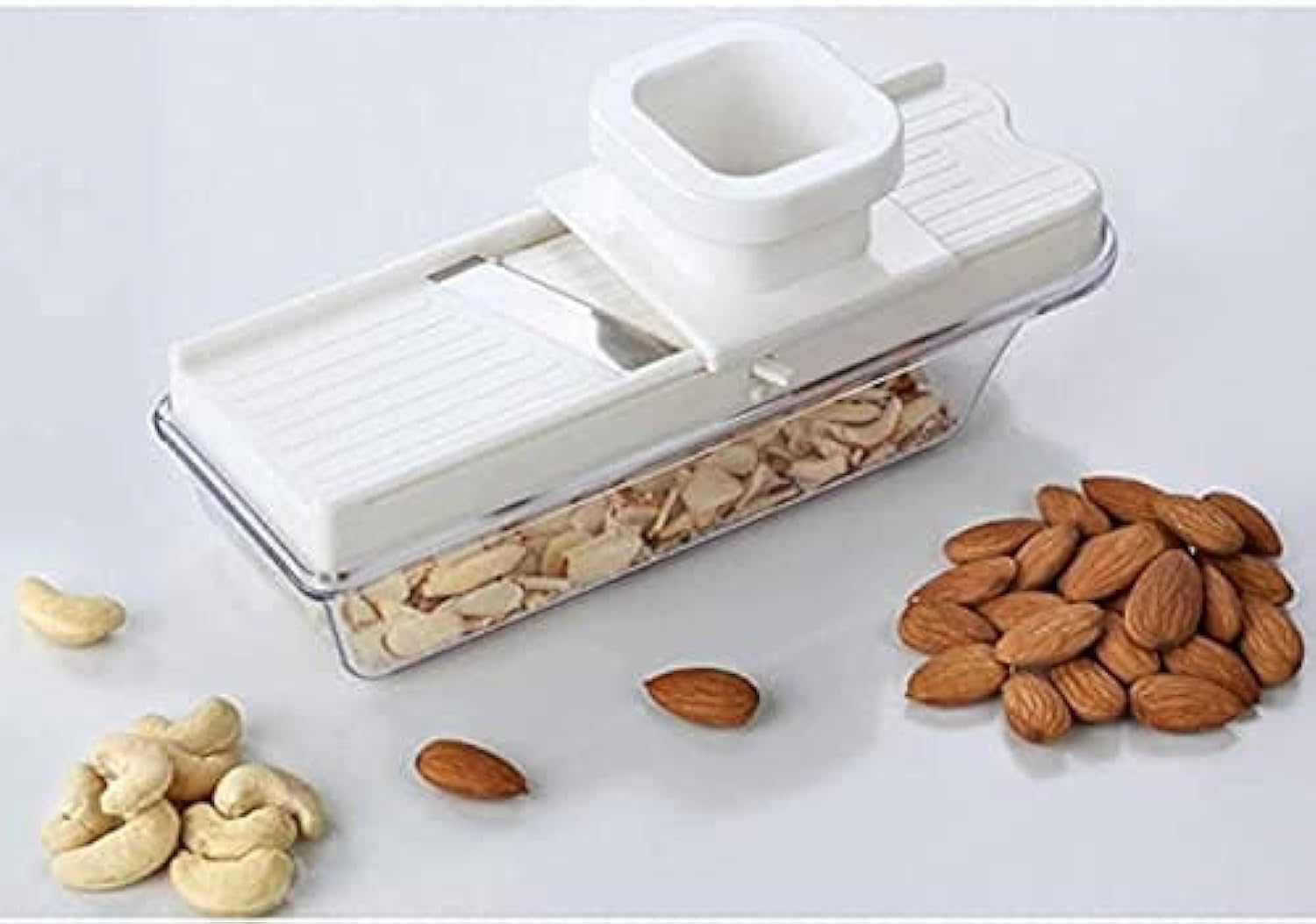 Stainless Steel, Plastic Vegetable and Dry Fruit Slicer Cutter with Holder and Container