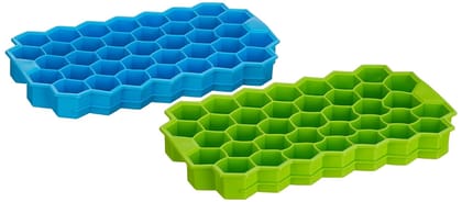 2-Pack Silicone Ice Cube Trays with Lids, BPA Free Ice Cube Molds for Freezer