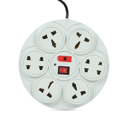8+1-Socket Round Extension Cord with Individual Switches and Overload Protection fuse