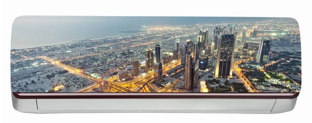 DreamKraft Abstract Bulding Designs AC Sticker (Multicolor PVC Vinyl, 30cm X 91cm)