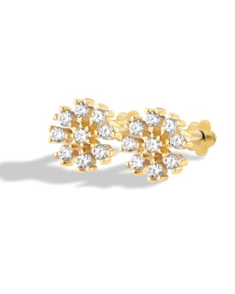 Floral - Flat Back Screw Stud - South Screw - 18K Gold Plated