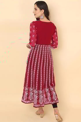 Red Pearl Motif Handwork Tunic