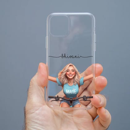 Personalized Cute Girl Transparent Silicon Case Customised with Name for Oppo, Vivo, Redmi, Realme, Poco, Mi, OnePlus, Samsung, iPhone, and More - design 35