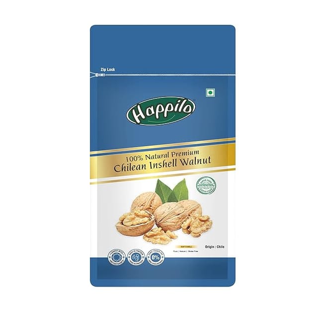 Happilo Premium 100% Natural Chilean Inshell Walnut Kernels 500g Value Pack