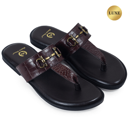 Louis Embossed Leather Slippers (Brown)-EU 41 / UK 7 / Brown