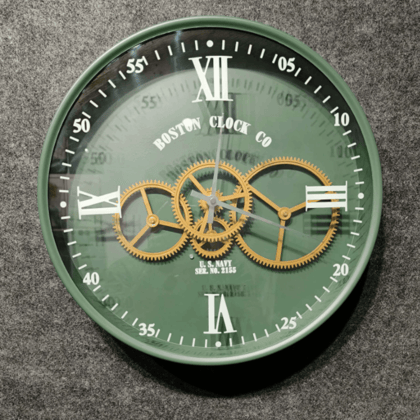 Royal Metal Gear Mechanical Clock Style 1-Dia: 15.5 | Width: 2.5 inch / Metal Gear