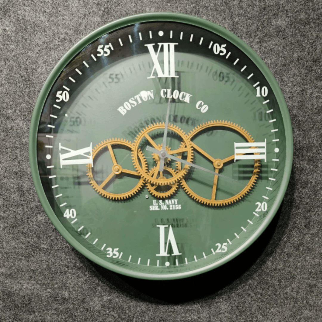 Royal Metal Gear Mechanical Clock Style 1-Dia: 15.5 | Width: 2.5 inch / Metal Gear