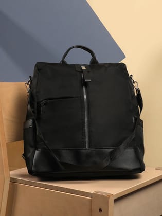 Solid Casual Backpack-Backpack