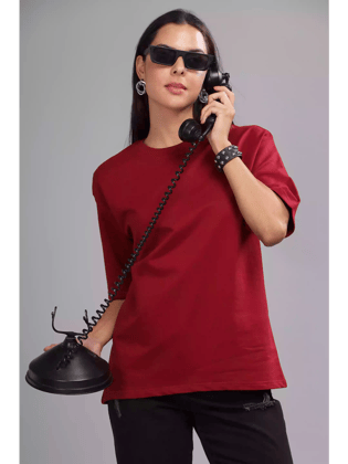 Solid Maroon Over sized - Sukhiaatma Unisex T-shirt-S-42