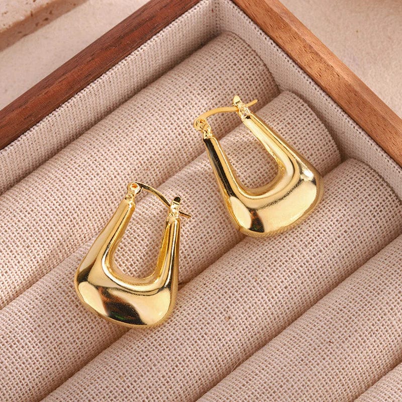 Chunky Geo Gold Hoops (Anti-Tarnish)