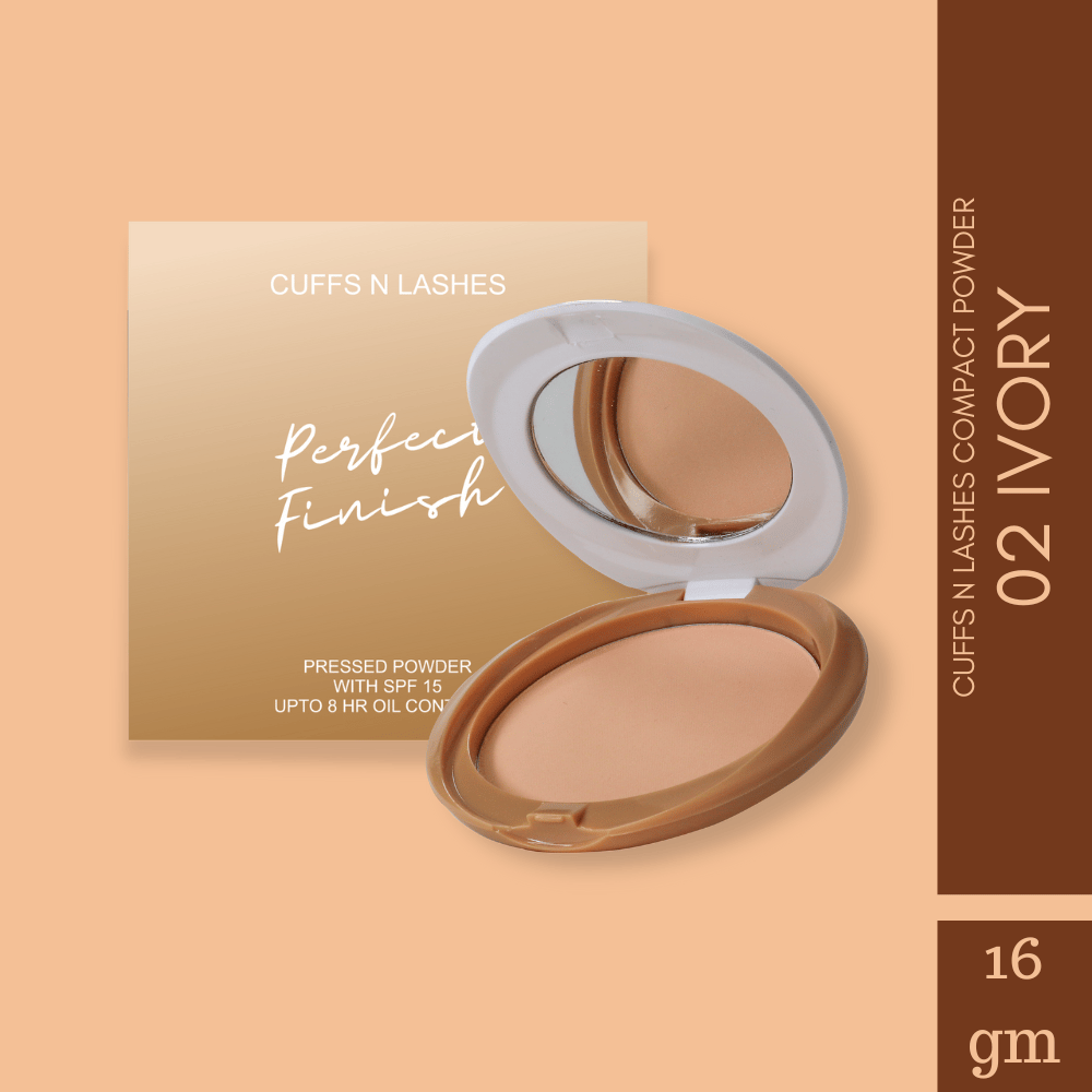 Cuffs N Lashes Perfect Finish Pressed Powder Compact with SPF 15-Ivory