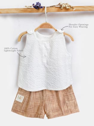 Half Sleeves Beige Kids Combo-3-6 Months