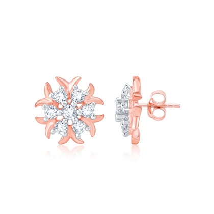 Senco Gold Dazzling Bouquet Diamond Studs (1.9 gram / 0.2 Ct / HI-SI / 18K Rose Gold)