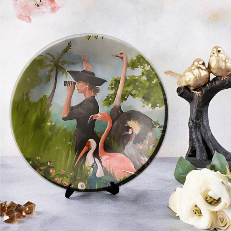 Binocular Woman Ceramic Wall Plate Home Décor-8 Inches