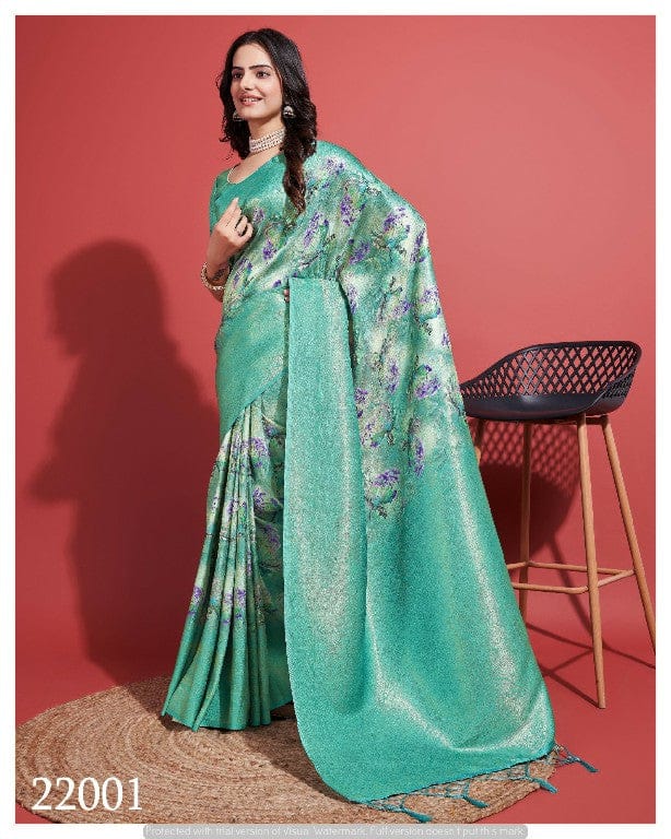 Chic Digital Design Saree in Rama-rama
